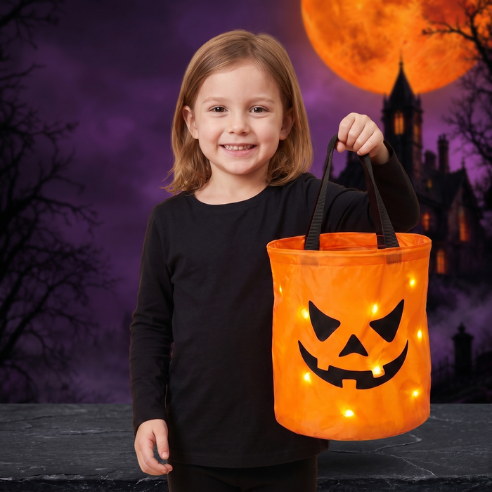 Halloween LED Pumpkin Candy Bucket with Light — Hallowicked hero (SUACAOW00043)
