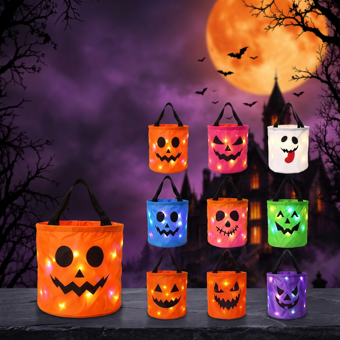Halloween Glowing Pumpkin Candy Bucket with LED Lights — Hallowicked hero (SUBAHBO00040)