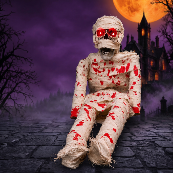 Sound Controlled Sitting Corpse Halloween Prop — Hallowicked hero (SUKITKA00017)