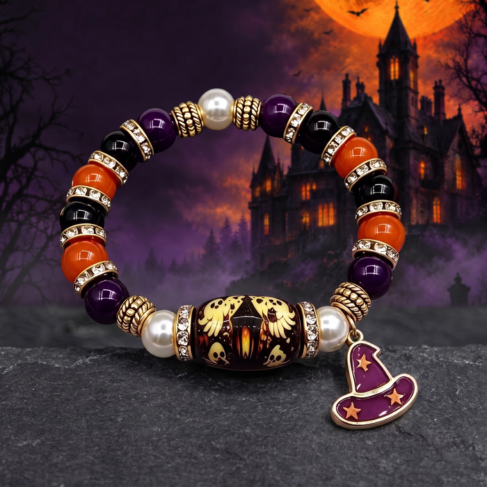Halloween Beaded Bracelet Pumpkin Witch Accessories — Hallowicked hero (SUJEWBC00214)
