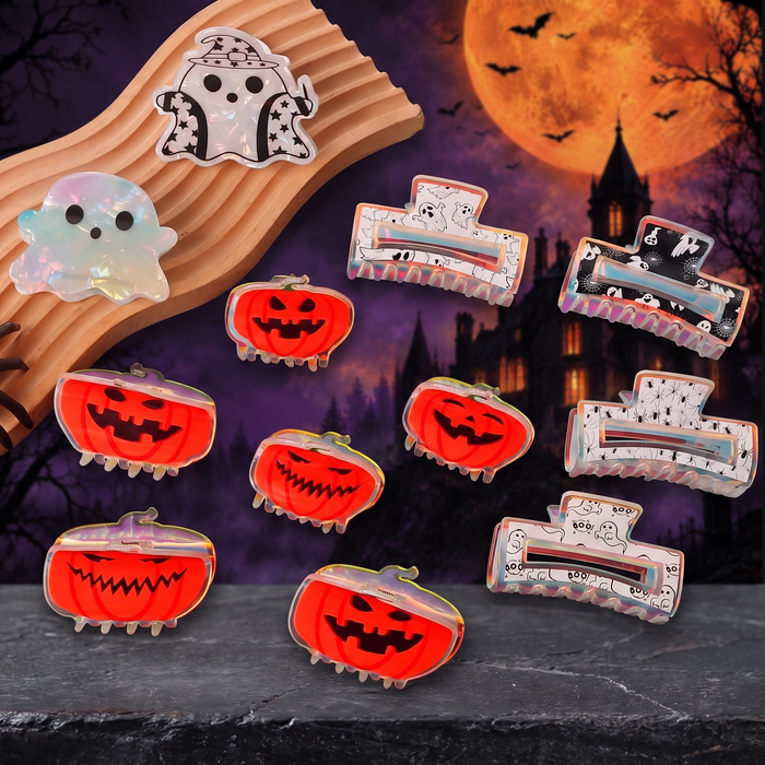 Halloween Pumpkin Ghost Hair Clip — Hallowicked hero (SUHAAHP00004)