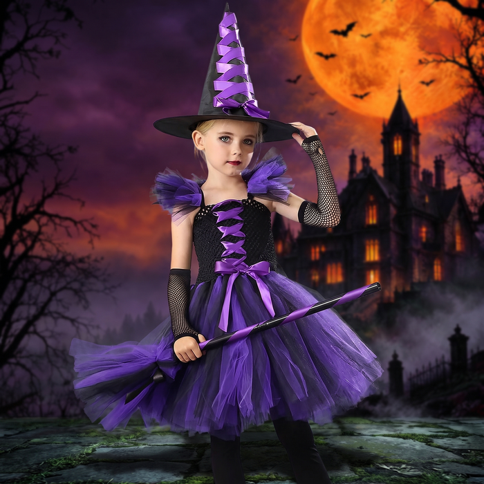 Children Witch Costume Set Halloween Dress — Hallowicked hero (SUKITPD00056)