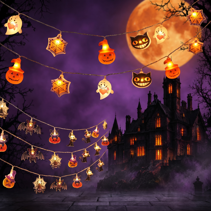 LED Halloween String Lights Pumpkin Ghost Spider Decorative Lighting — Hallowicked hero (SUSMHSL00025)