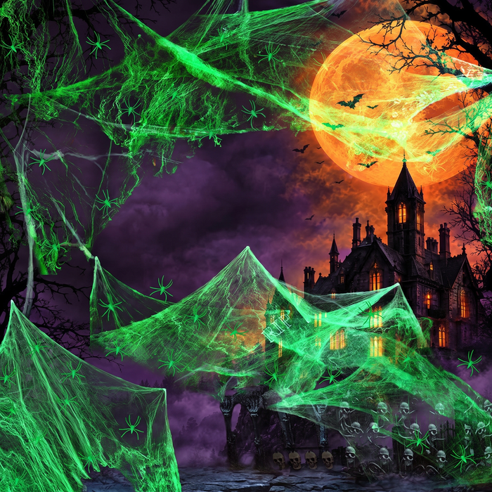 Glow Spider Cotton Halloween Decoration Set — Hallowicked hero (SUACAOL00016)