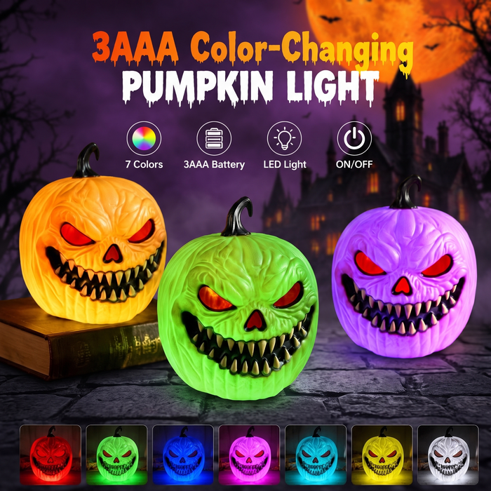Halloween Decorations, Sound-Activated Glowing Pumpkin Lanterns — Hallowicked hero (SUACAOL00007)