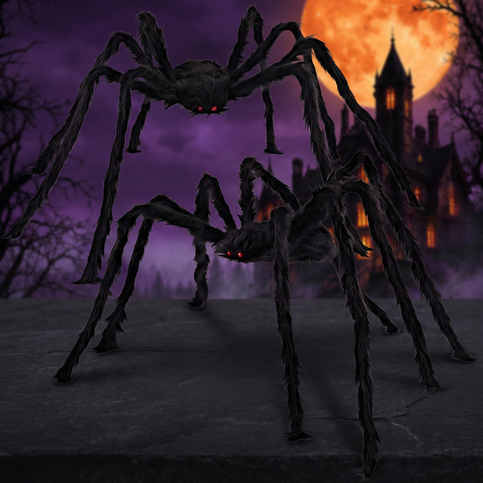 Simulation Plush Spider with Web Halloween Decor — Hallowicked hero (SUKISOP00003)