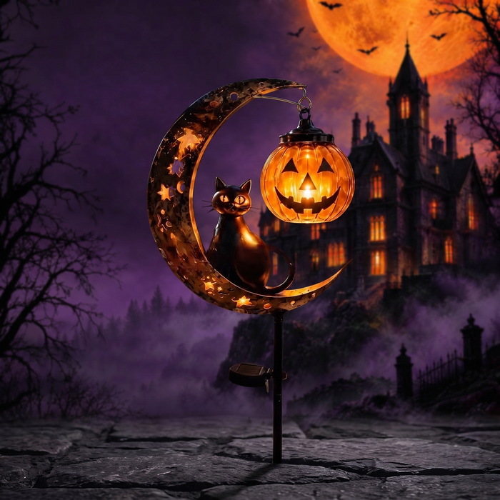 Halloween Black Cat Pumpkin Ground Lamp — Hallowicked hero (SU00367683)
