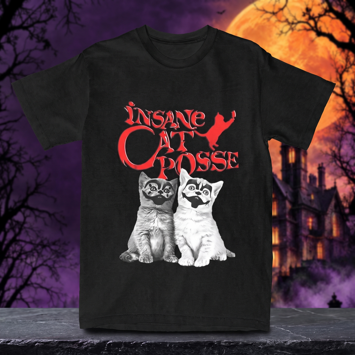 Insane Cat Posse Halloween Cotton T-Shirt — Hallowicked hero (SU00039858)