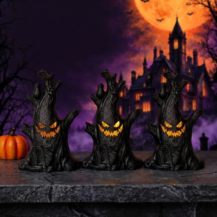 Halloween Pumpkin Light Ghost Tree Sump Decoration Ghost Face — Hallowicked hero (SU00024812)