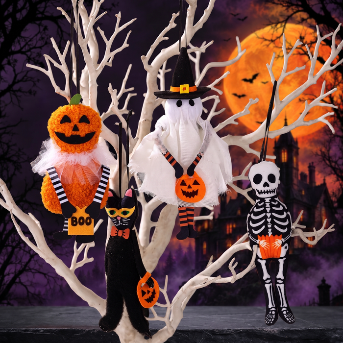 Pumpkin Black Cat Ghost Skull Halloween Home Party Pendant — Hallowicked hero (SU00023524)