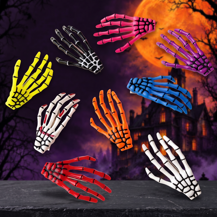 Halloween skull Harajuku hand bone hairpin — Hallowicked hero (SU00018396)