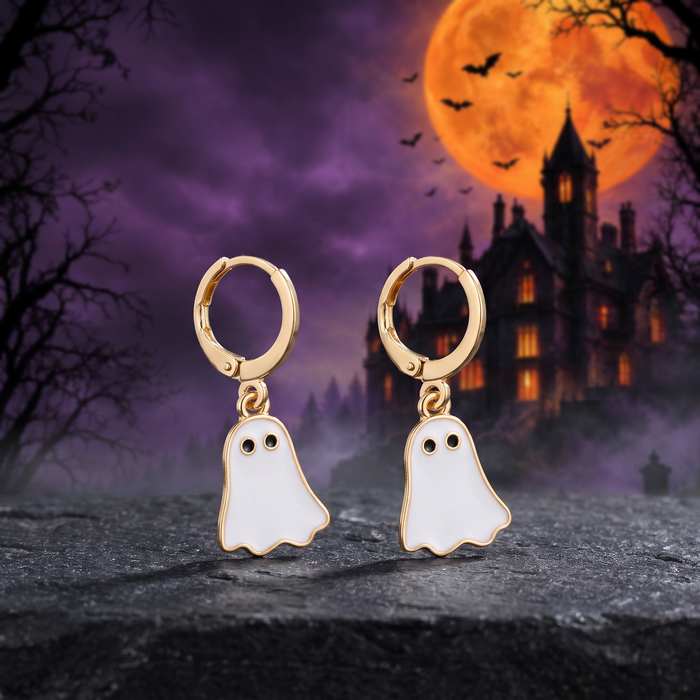 Amazon Cross-border European and American Halloween Walking Ghost Golden Ghost Cute Funny Naughty Earrings for Women — Hallowicked hero (SU00000161)