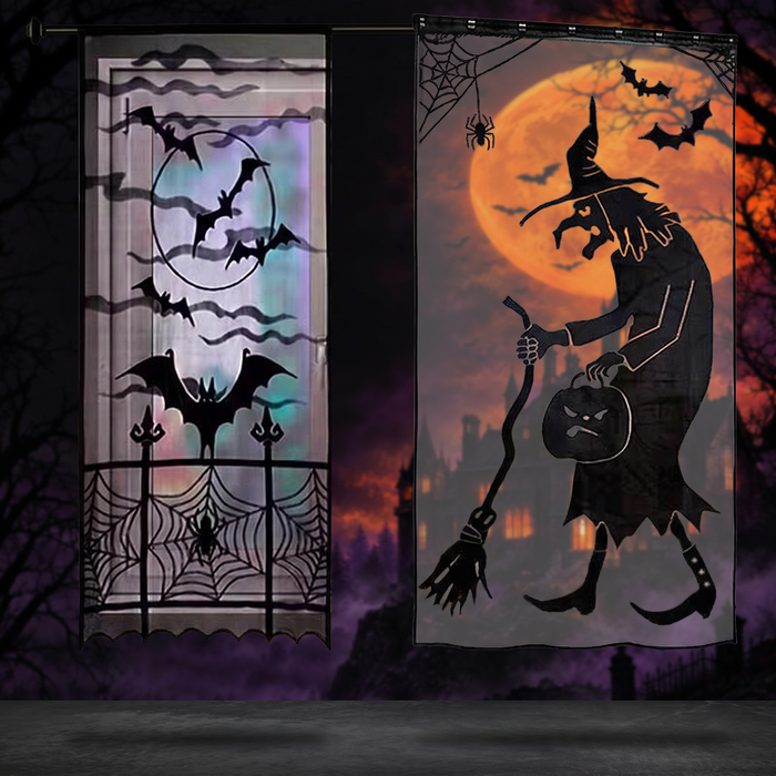 Halloween Spider Witch Bat Skull Door Curtain Party Decoration — Hallowicked hero (SU00014454)