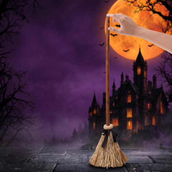 Floating Witch's Broom Halloween Decoration — Hallowicked hero (SU00031856)