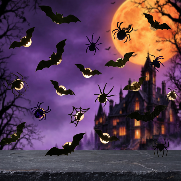 Halloween 3D Spider Bat LED Flashing Wall Stickers Decoration — Hallowicked hero (SU00031745)