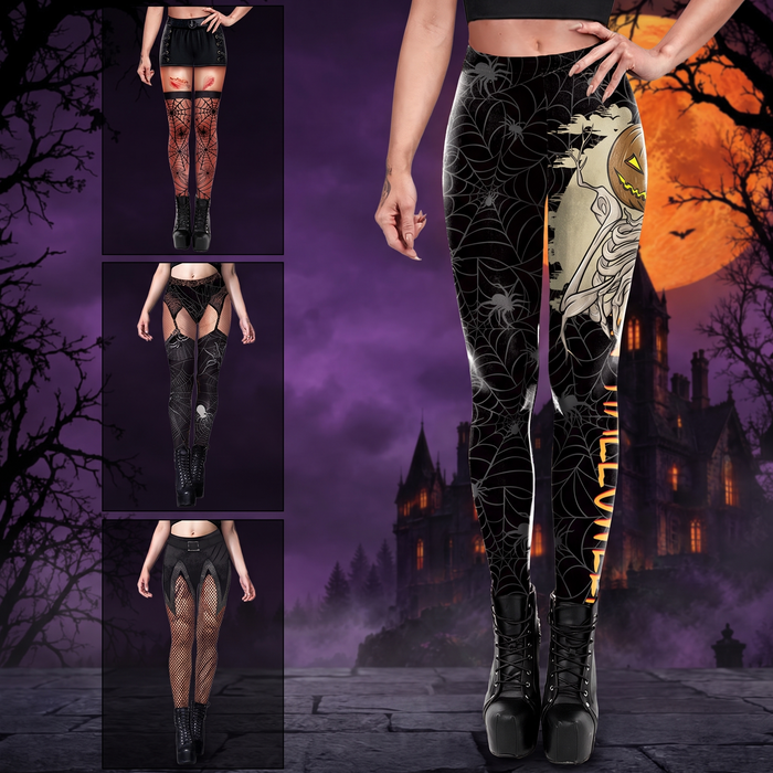 Halloween Spider Web Printed Yoga Pants — Hallowicked hero (SU00028092)