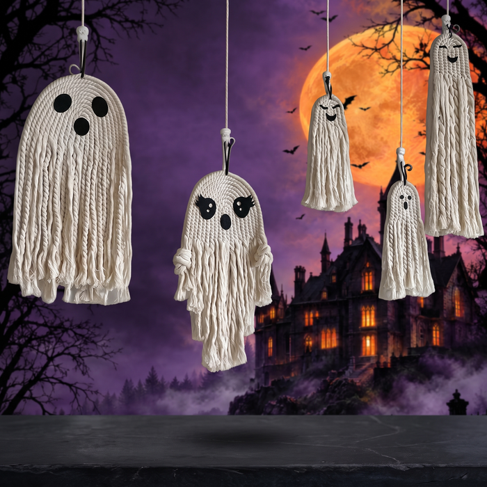 Halloween ghost cotton rope pendant — Hallowicked hero (SU00018374)
