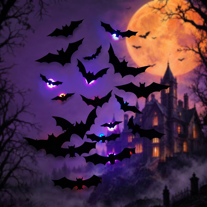 Halloween LED Glow Bat Wall Stickers — Hallowicked hero (SU00021715)