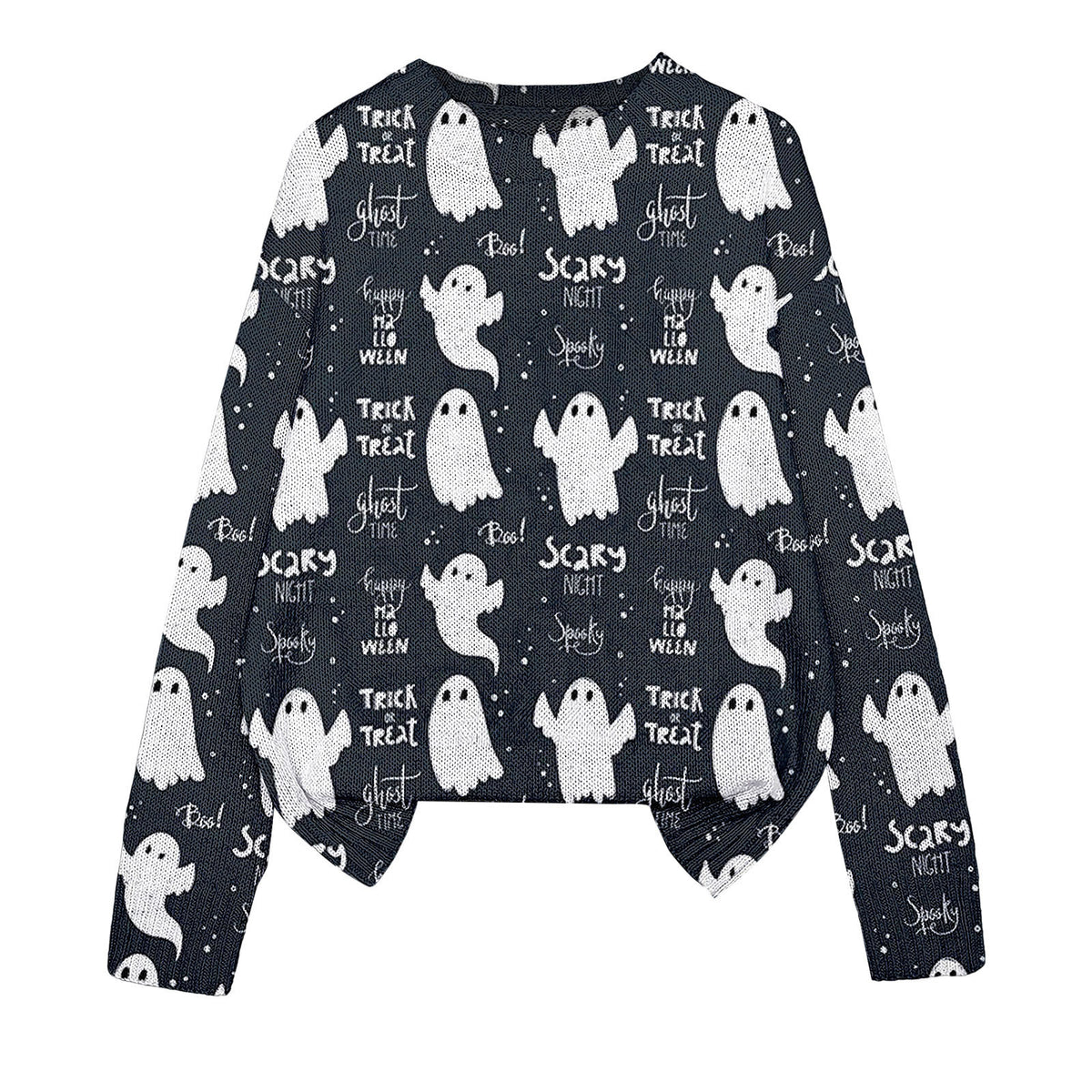 3D Print Halloween Round Neck Knitted Sweater - Polyester
