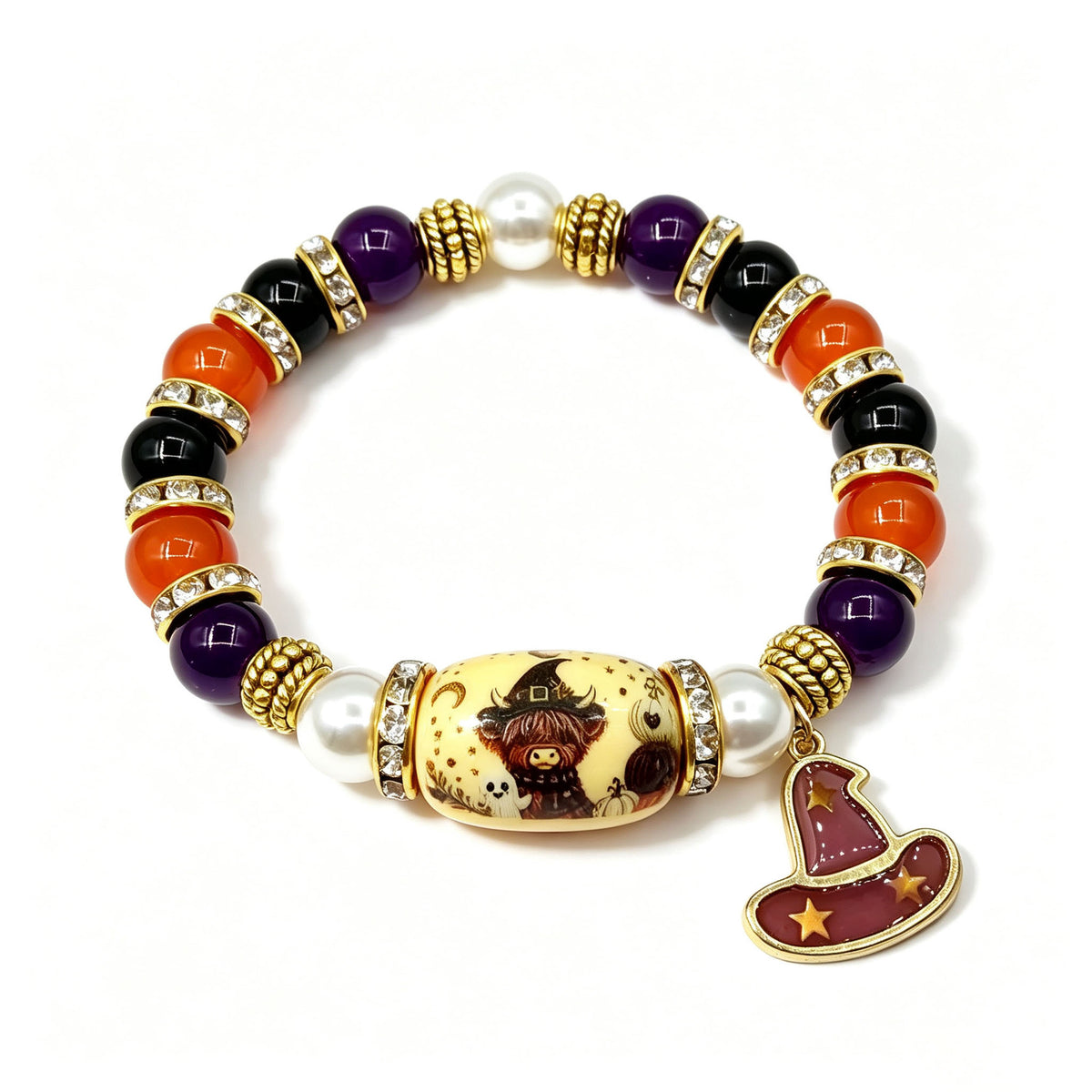 Halloween Beaded Bracelet - Pumpkin and Witch Designs