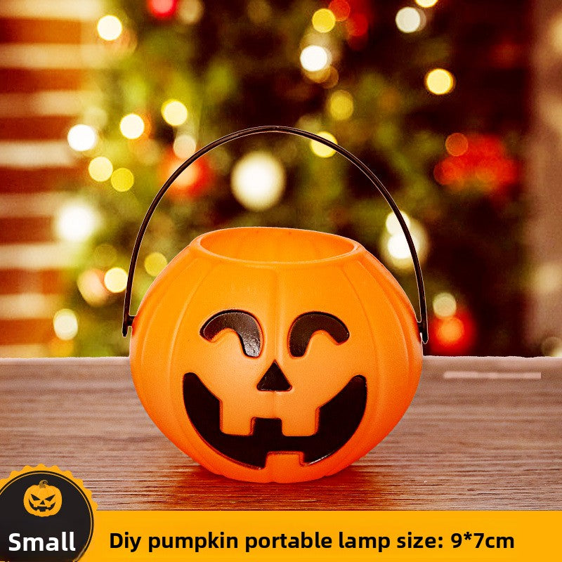 Halloween Pumpkin and Ghost Oil-Style Lantern - Plastic