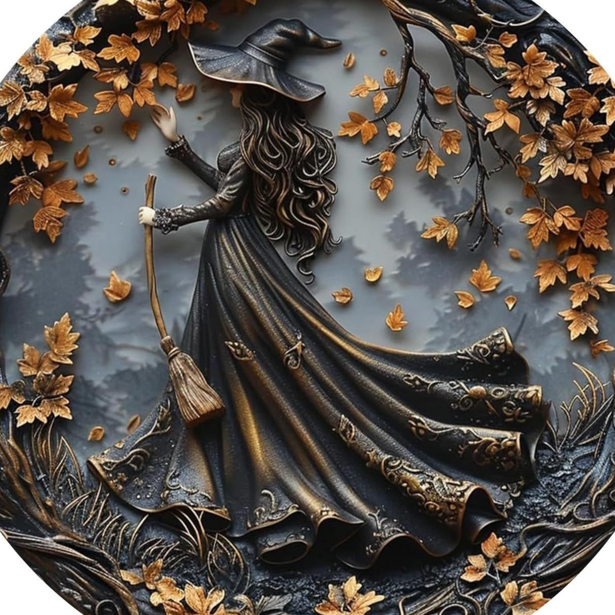 Halloween Boxwood Hanging Door Sign