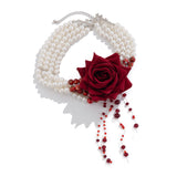 Halloween Blood-Effect Pearl Beaded Necklace