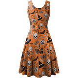 Halloween Sleeveless Printed Dress