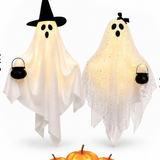 Halloween Hanging Ghost Decoration - Witch Hat and Bow Styles