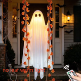 Halloween Hanging Ghost LED Decoration with Maple Leaves - Fabric