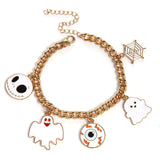 Halloween Charm Bracelet - Pumpkin, Ghost and Witch Hat - Alloy