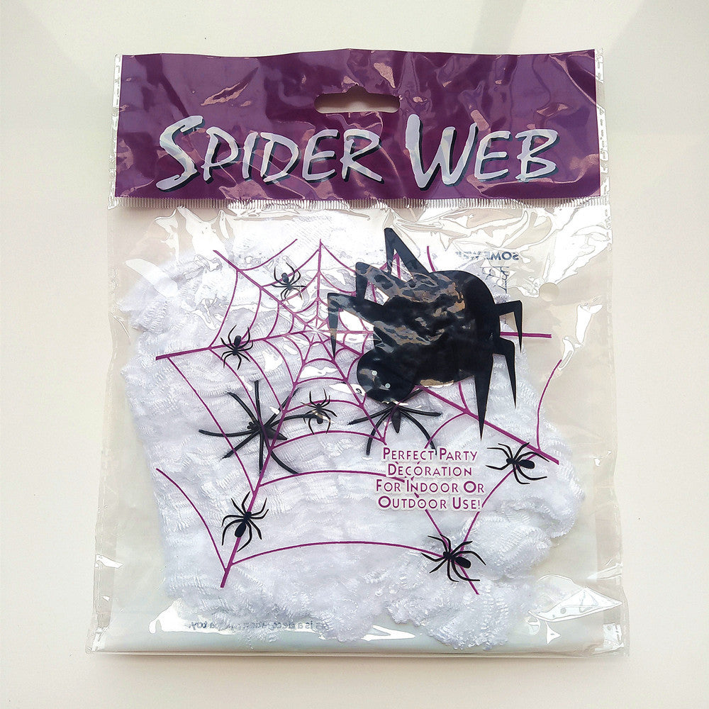 Halloween Light-Up Spider Web Decoration - Polyester