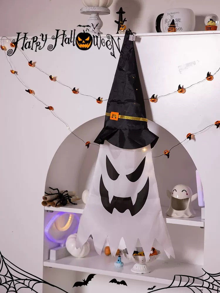 Luminous Wizard Hat Halloween Decoration with Warm Light - Cloth