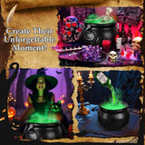 Halloween Flame-Effect Witch Cauldron Decoration - Plastic