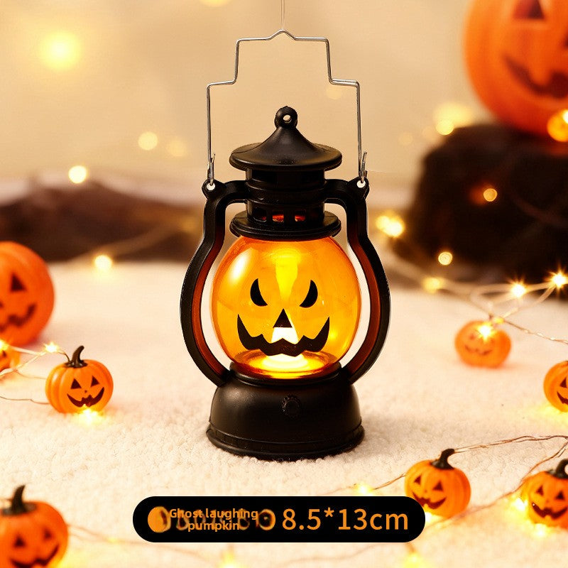 Halloween Pumpkin and Ghost Oil-Style Lantern - Plastic