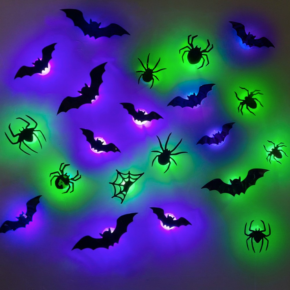 Halloween LED Bat and Spider Decorations - PVC