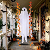 Halloween Hanging Ghost LED Decoration with Maple Leaves - Fabric