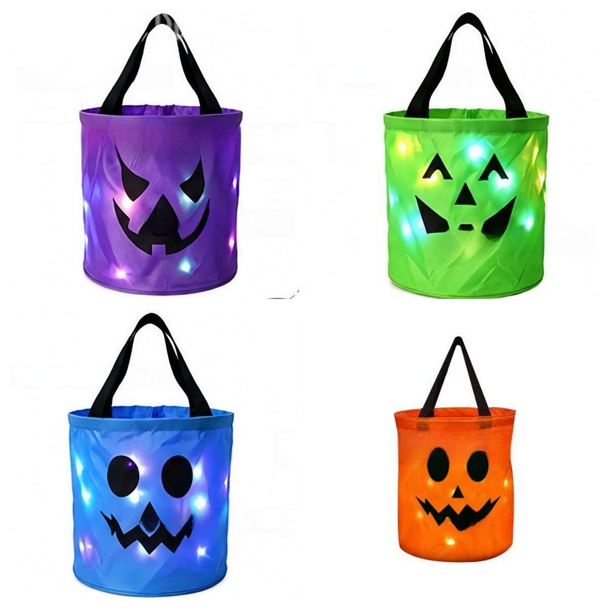 Halloween LED Pumpkin Candy Bucket - Metal