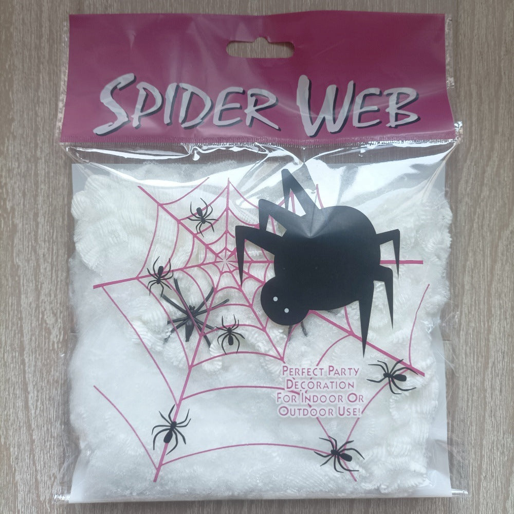 Halloween Light-Up Spider Web Decoration - Polyester