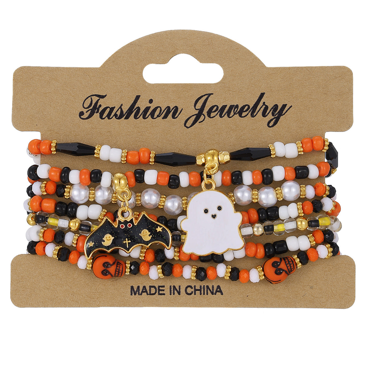 Halloween Pumpkin and Skull Bracelet