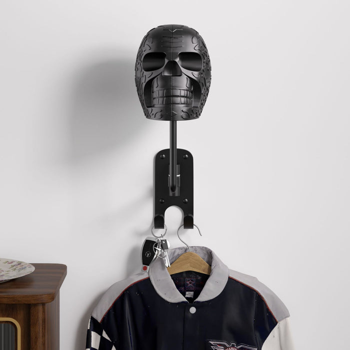 Halloween Metal Skull Helmet Holder Wall-Mounted Hat Rack