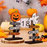 Halloween Wooden Pumpkin and Ghost Tabletop Ornaments