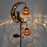 Halloween Black Cat and Pumpkin Garden Light - Metal