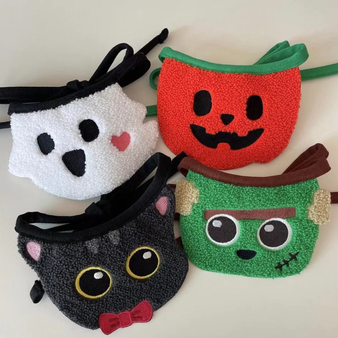Halloween Dog Bib - Pumpkin, Ghost and Black Cat Designs