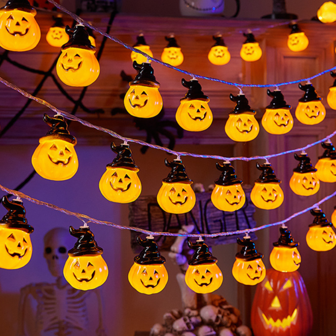 Halloween Pumpkin and Maple Leaf LED String Lights - PVC