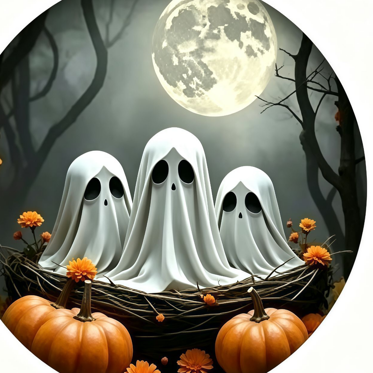 Halloween Boxwood Hanging Door Sign