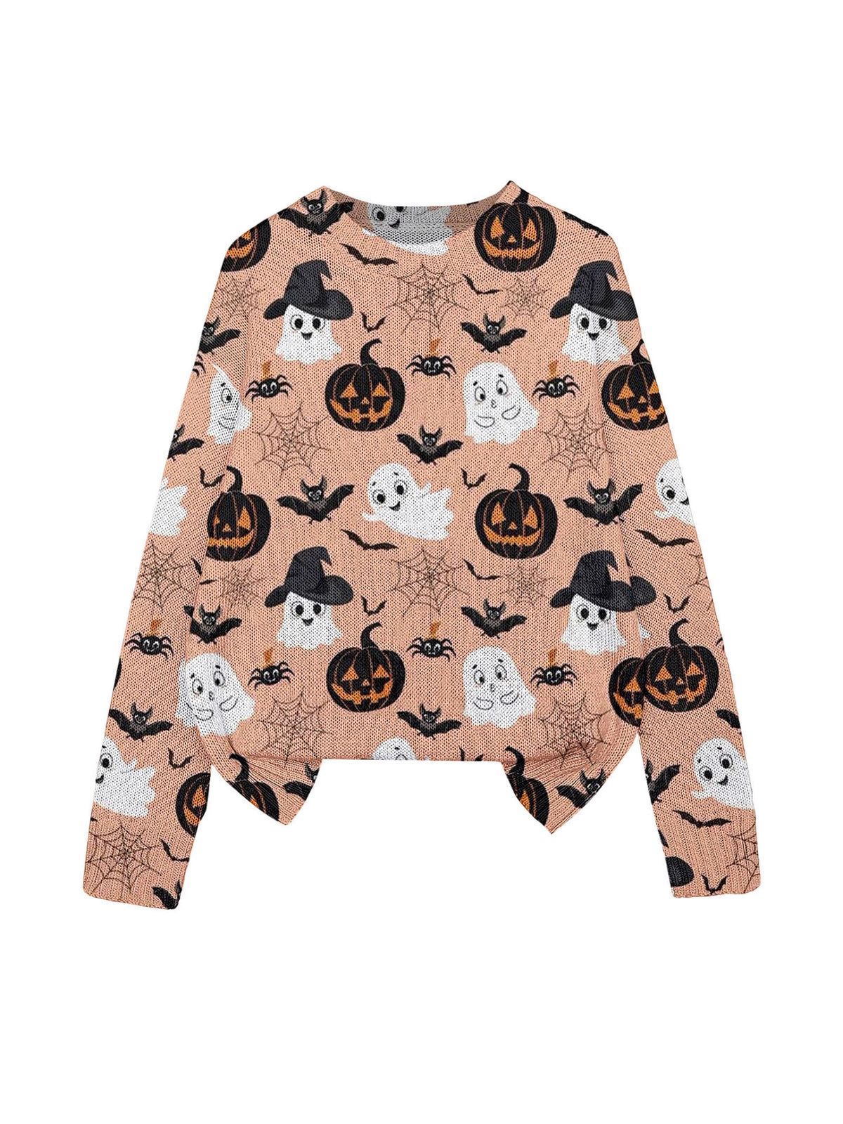 3D Print Halloween Round Neck Knitted Sweater - Polyester