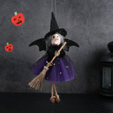 Halloween Witch with Broom Gauze Skirt Hanging Ornament - Cloth