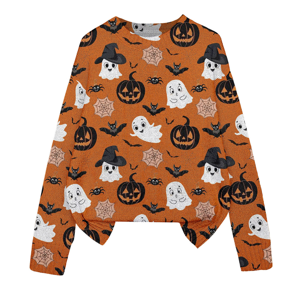3D Print Halloween Round Neck Knitted Sweater - Polyester
