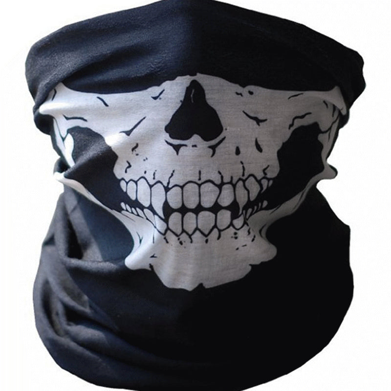 Halloween Skull Chin Mask and Skeleton Gloves - Cloth